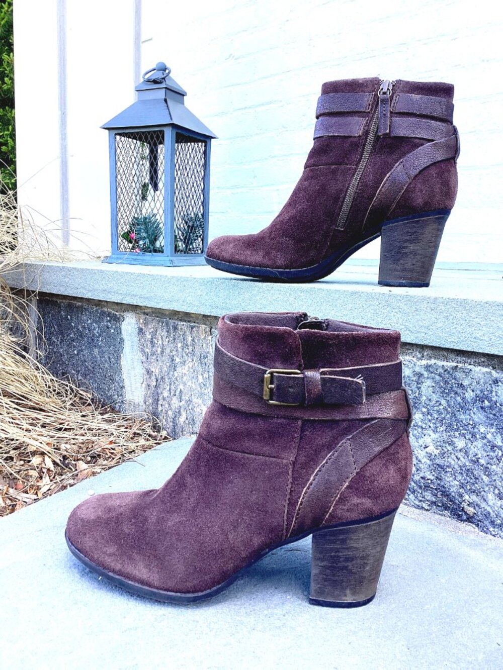 Clarks Brown, Suede, High Heeled Boots, Cushioned Sole, Women's Size 7.5